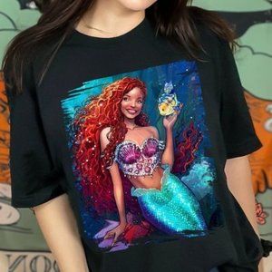Black Little Mermaid Halle Bailey T-Shirt Cartoon Fans TShirt